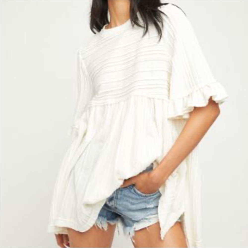 NWT Free People Take A Spin Tunic Babydoll Mini Dress in Ivory Sz Small